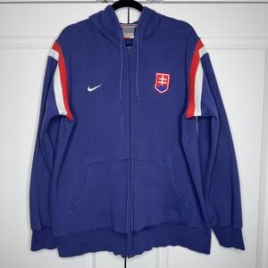 Team Slovakia Hoodie Mens XL Blue Hockey Full Zip Sweatshirt Nike Bauer